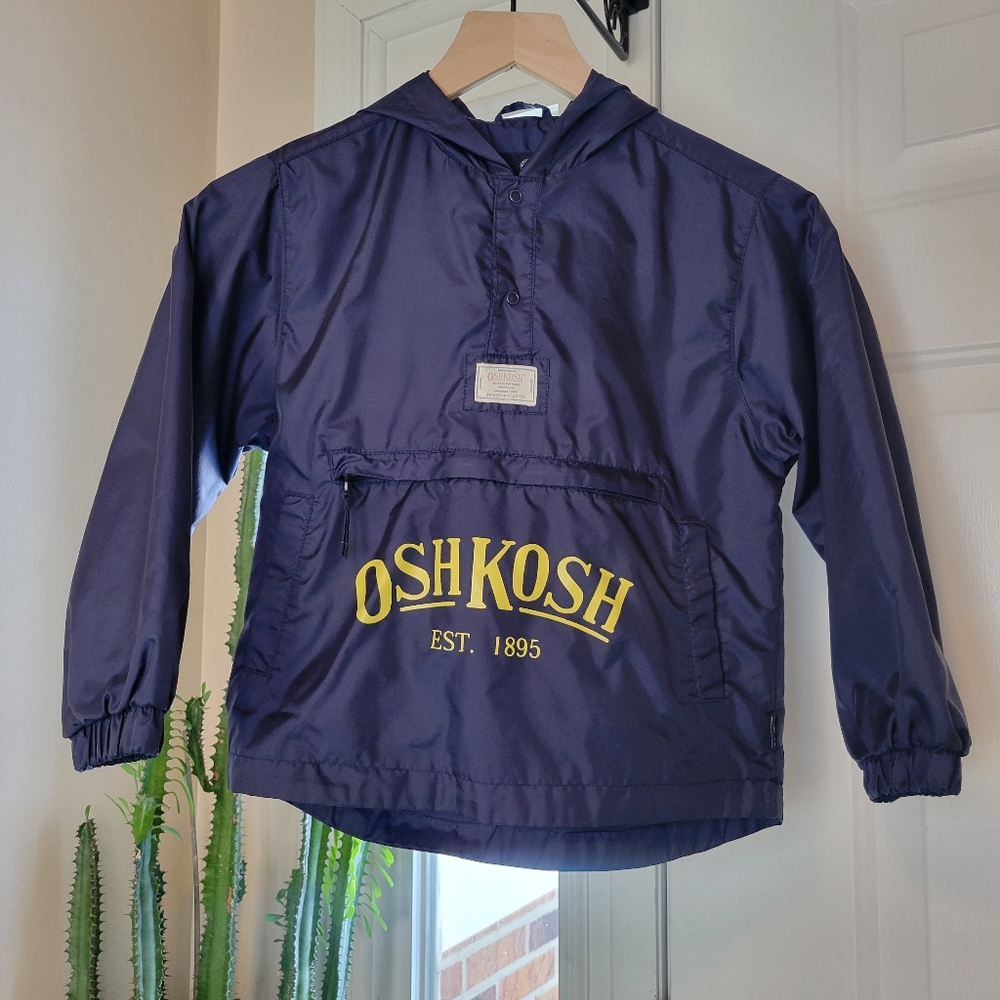 OshKosh Blue Longsleeve Windbreaker‎ Zipper Pocket Jacket, Boys Size 6/7